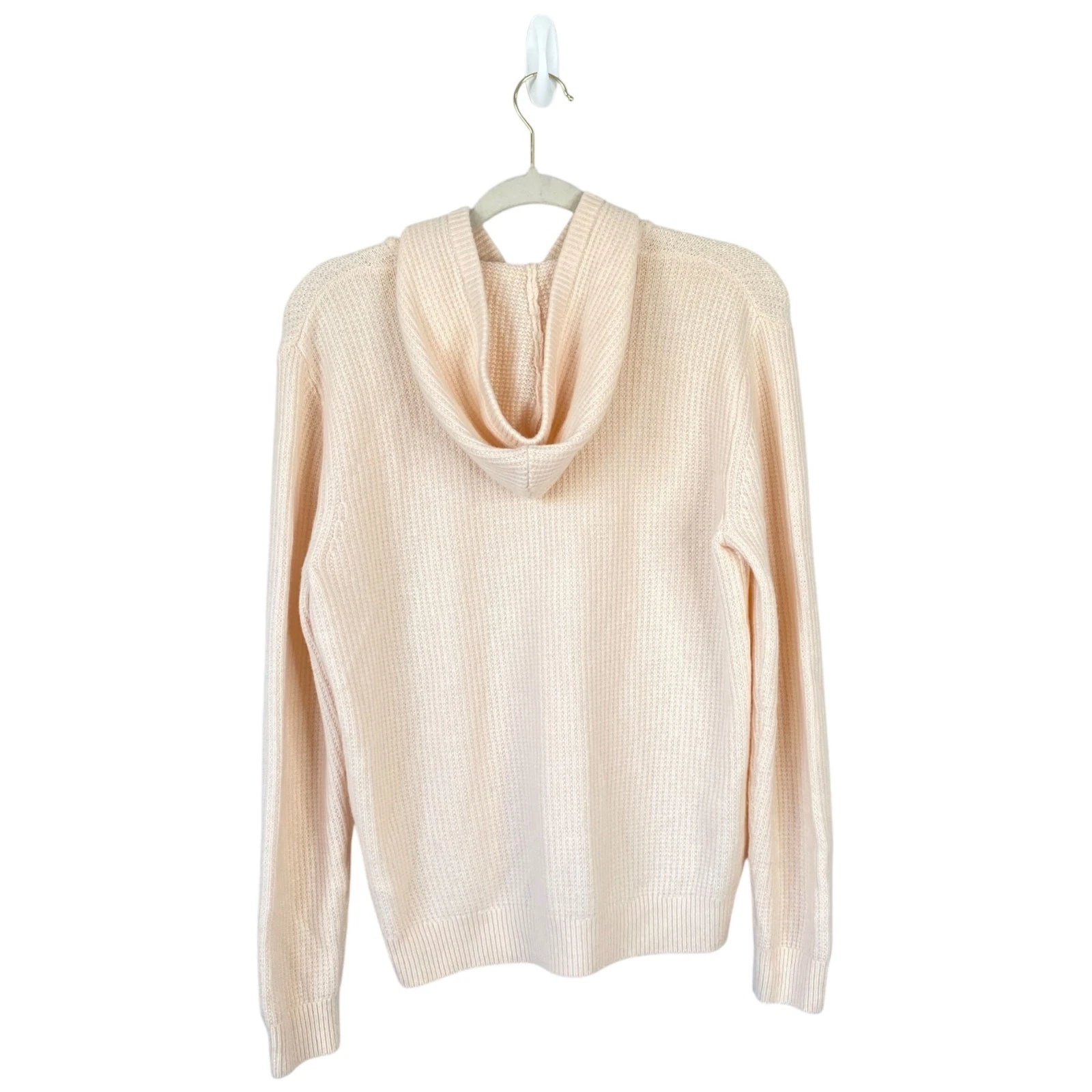OFF WHITE Felpa con cappuccio GENTLE HERD in cashmere maglia waffle panna pesca taglia media