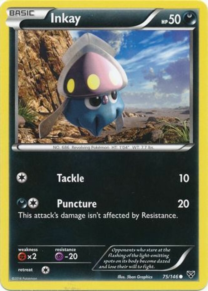 Inkay - 75/146 - Common (Mp) XY Base Set - Darkness Pokémon