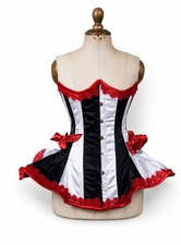 Gothic Corset Bustier Women Black White Red Lace Victorian Burlesque Costume