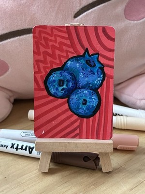 ACEO Original Acryl Gemälde ''Funky Fruits 4'' 3,5'' x 2,5''