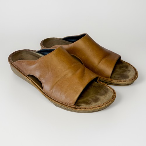 NAOT Ardisia Women's Latte Brown Leather Open Toe Slide Sandals Size 40 (US 9)
