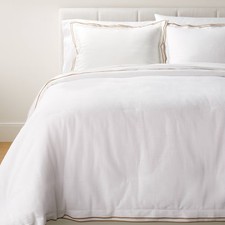 California King Double Flange Merrow Stitch Comforter Sham Set White/Camel -