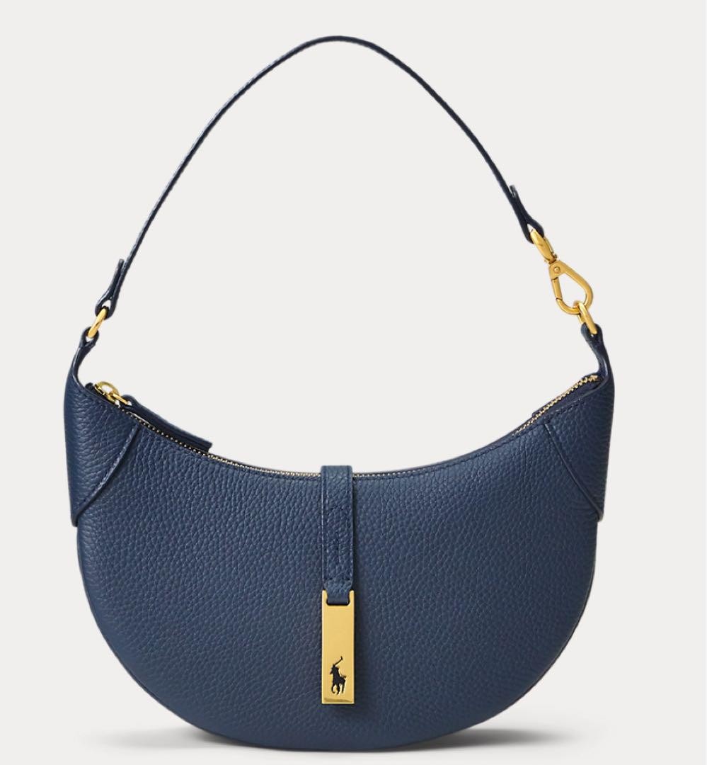 Polo Ralph Lauren ID Mini Shoulder Bag Navy Leather Rare Small