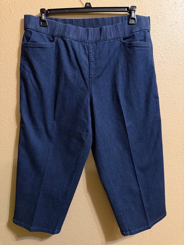INTRO LOVE THE FIT DENIM CROP PANTS SZ 16W DARK WASH STRETCH PULL ON