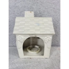 White Ceramic House Tealight Holder Christmas Village Decor