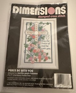 1992 Dimensions Peace Be With You Stamped Cross Stitch Kit 5”x7” 6637 NEW