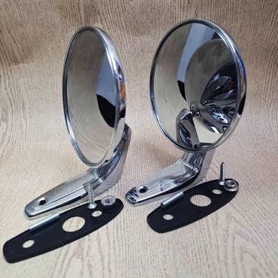 For 1967-68 Chrysler New Yorker Chrome Round Sideview Mirrors
