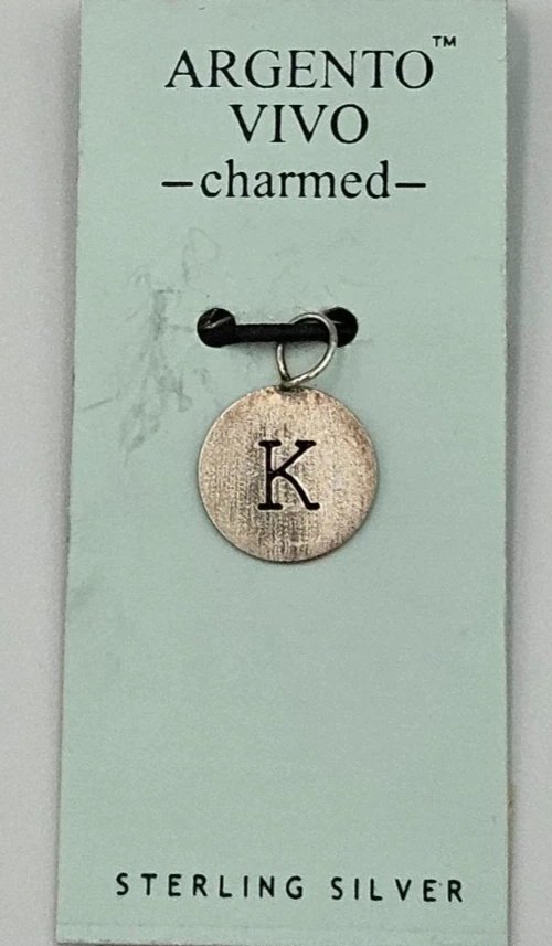 Argento Vivo X6302 Plata de Ley 925 Inicial Letra Disco Dije 'K' Foto 2 de 4