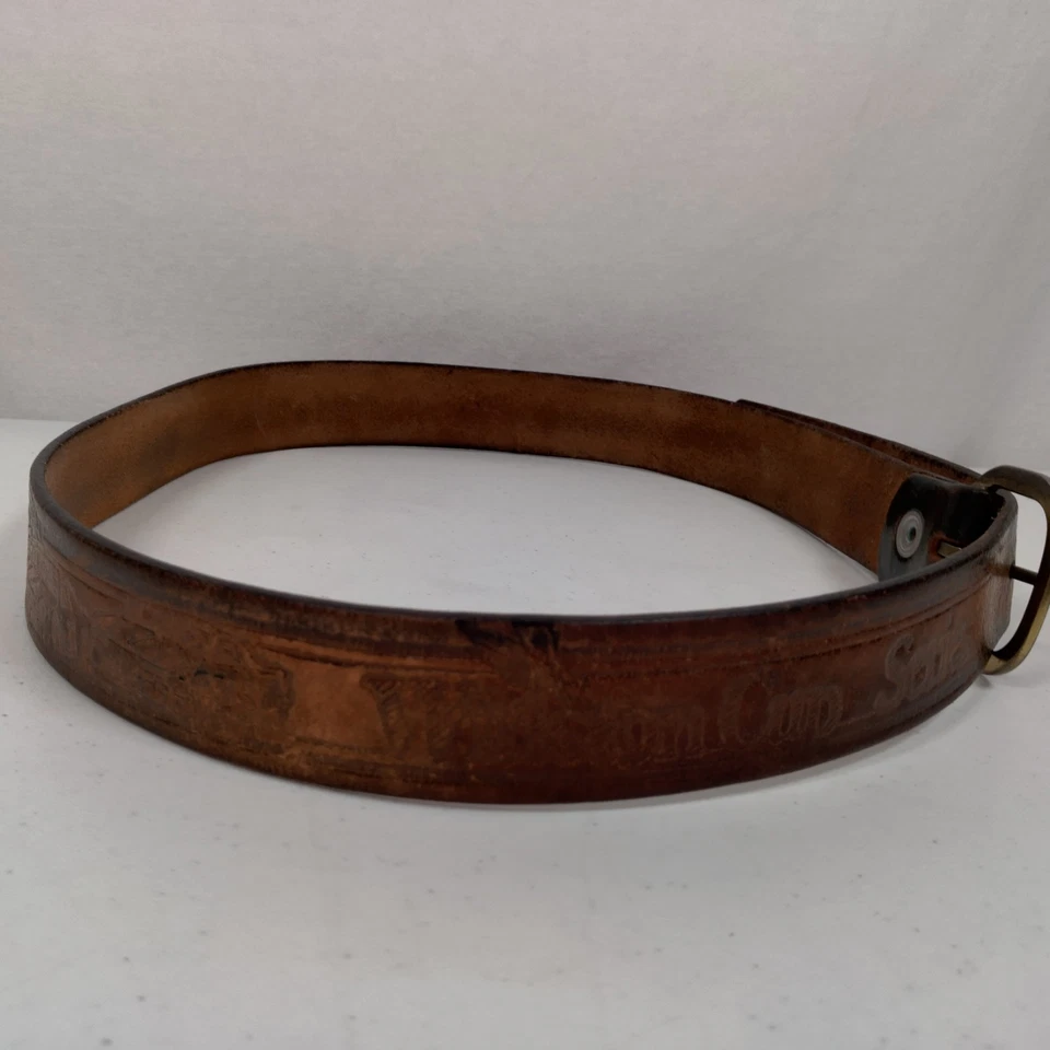 Винтажный мужской кожаный ремень NASCAR Winston Cup коричневый для гонок 35–39 дюймов - Изображение 3 из 4