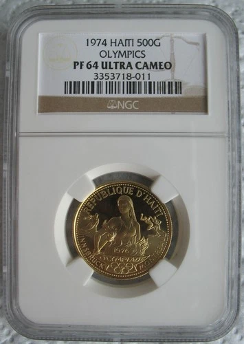 Haiti 1974 Gold 500 Gourdes NGC PF-64 Ult.Cameo OLYMPICS