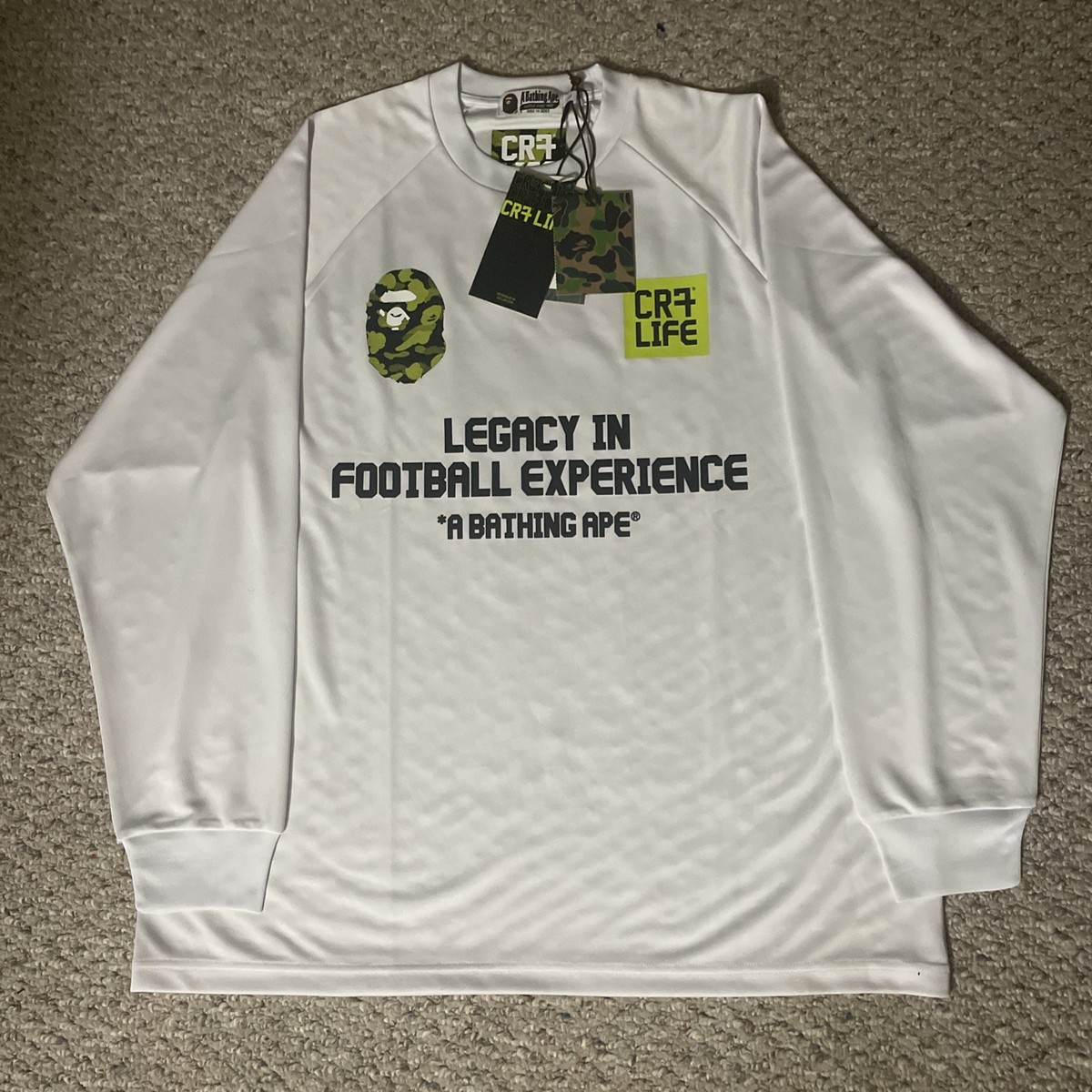 Bape x CR7 White Multi Logo Ronaldo Football Jersey Long Sleeve