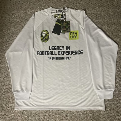 Bape x CR7 White Multi Logo Ronaldo Football Jersey Long Sleeve