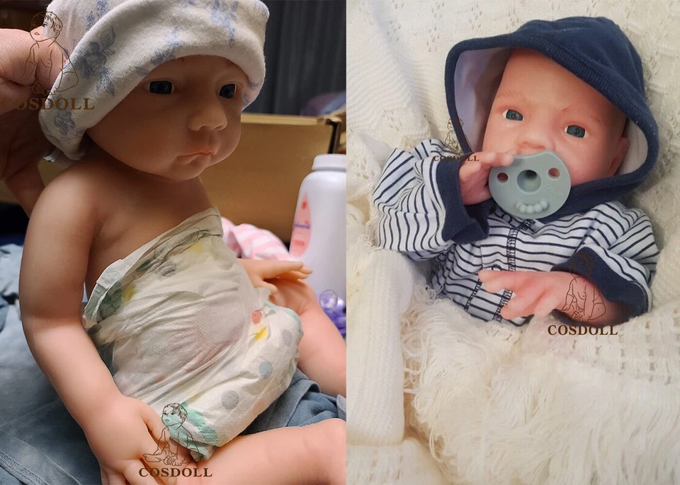 COSDOLL 18.5" Platinum Silicone Newborn Boy Handmade Silicone Reborn Baby Dolls - Image 2 of 4