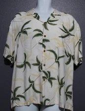 Paradise Found Honolulu Hawaii Palm Tree Floral Hawaiian Shirt Men's Large USA