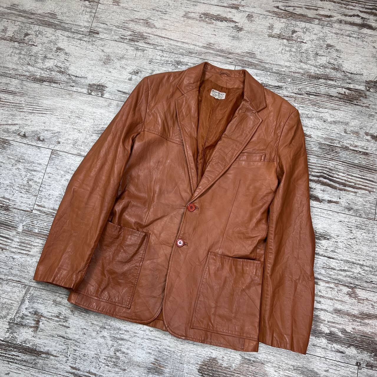 Giacca di pelle marrone Yves Saint Laurent taglia 40