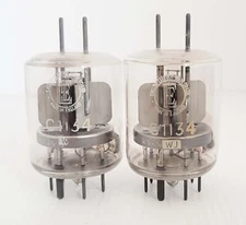 Pair British Electric Valve Co. Ltd. C1134 Beam Power Double Tetrode Tubes