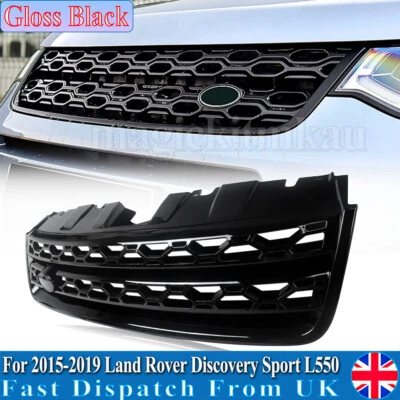 Front Bumper Grille For Land Rover Discovery Sport L550 Gloss Black 2015-2019