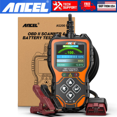 ANCEL AS200 Pro OBD2 Scanner Code Reader 12V 24V Automotive Battery Load Tester