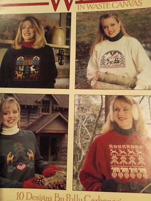 Vintage Christmas Cross Stitch Pattern Leaflet Sweatshirts Waste Canvas Patterns