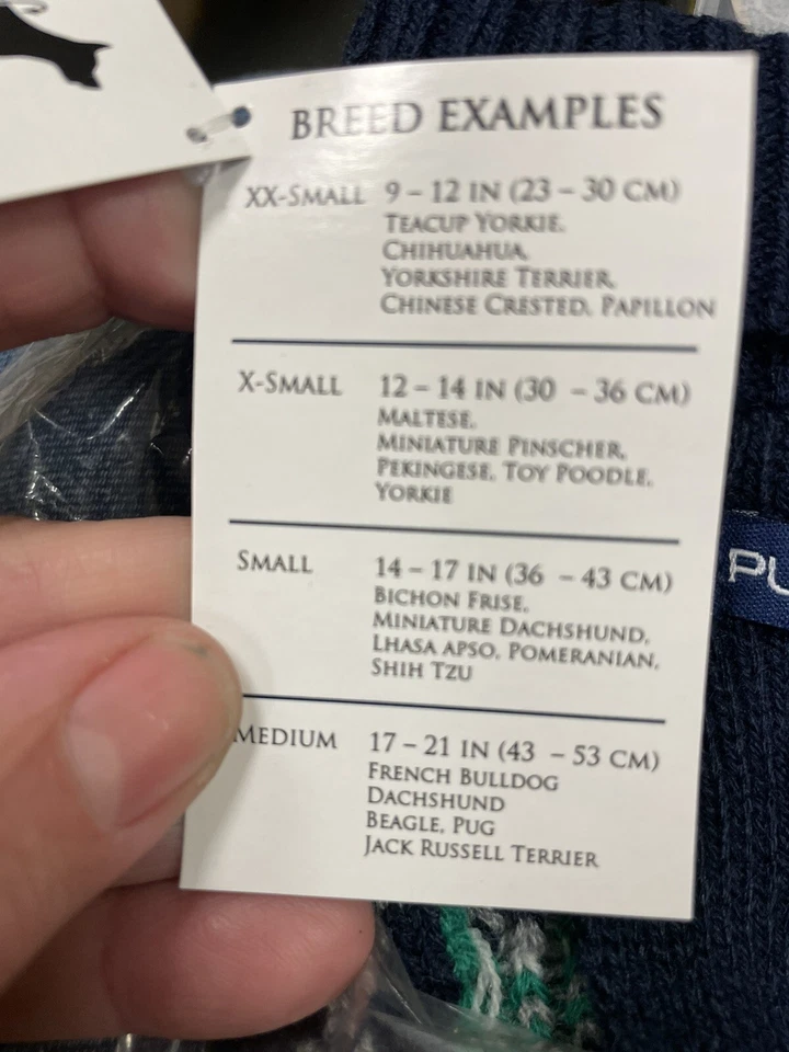 PUP CREW Blue & Green Bones Puppy / Dog Winter Sweater Coat Extra Small Xs Cute - Image 3 of 3