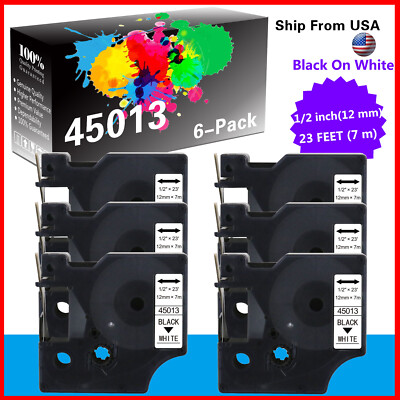 16PK Black on White 45013 Label Tape for DYMO LabelManager D1 360D 280 160