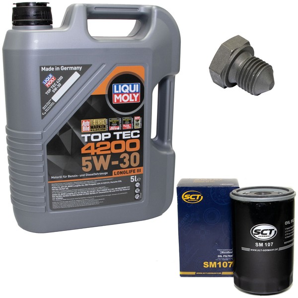 MotoröL Set 5W-30 5 Liter + ÖLfilter SM 107 + Schraube FüR Audi 80 100 Seat VW-image