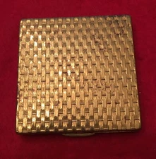 ELIZABETH ARDEN 1930s GOLD POWDER COMPACT~ ARDENA INVISIBLE VEIL ~MADE IN FRANCE