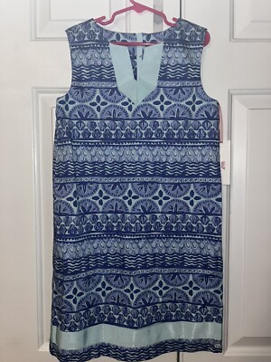 Girls VINEYARD VINES Shell All Over Stripe Dress CRYSTAL BLUE size 8 ($65) NWT