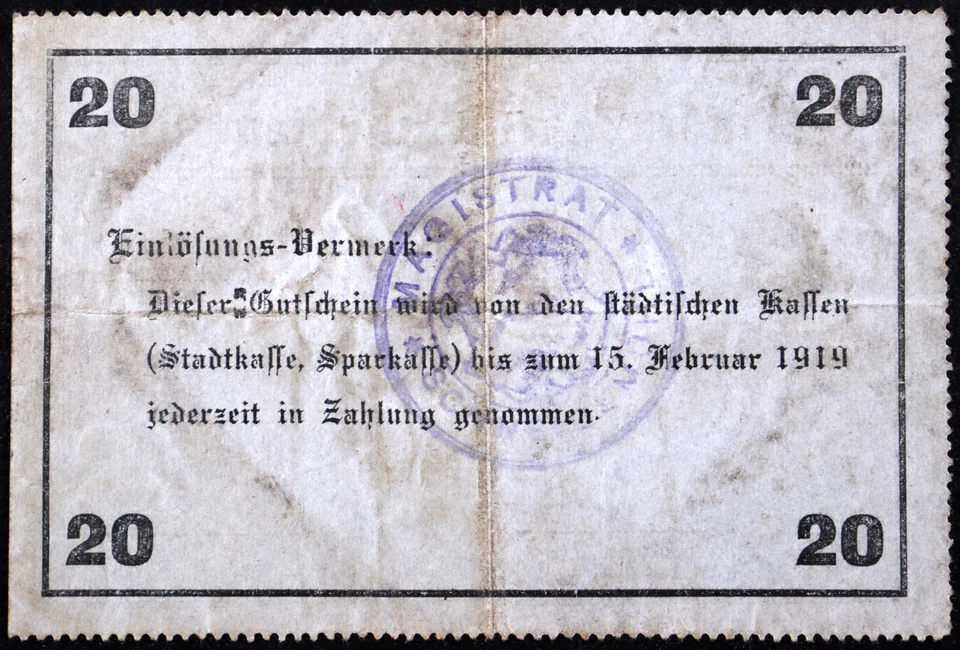 SCHNEIDEMÜHL / PIŁA 1918 XX-RARO 20 Mk Grossnotgeld Alemán Notgeld Polonia Posen Foto 2 de 2