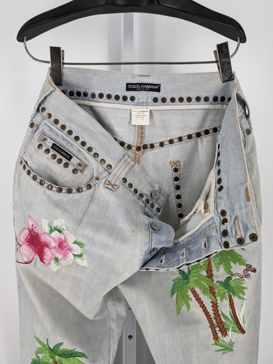 Dolce Gabbana Vtg Y2K Hawaiian Tropical Embroidered Studded Dolce Gabbana Vtg Y2K Hawaiian Tropical Embroidered Studded