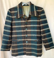 VTG 40's..ROCKABILLY..BROWN  TEAL..STRIPED..JACKET..WOMEN M
