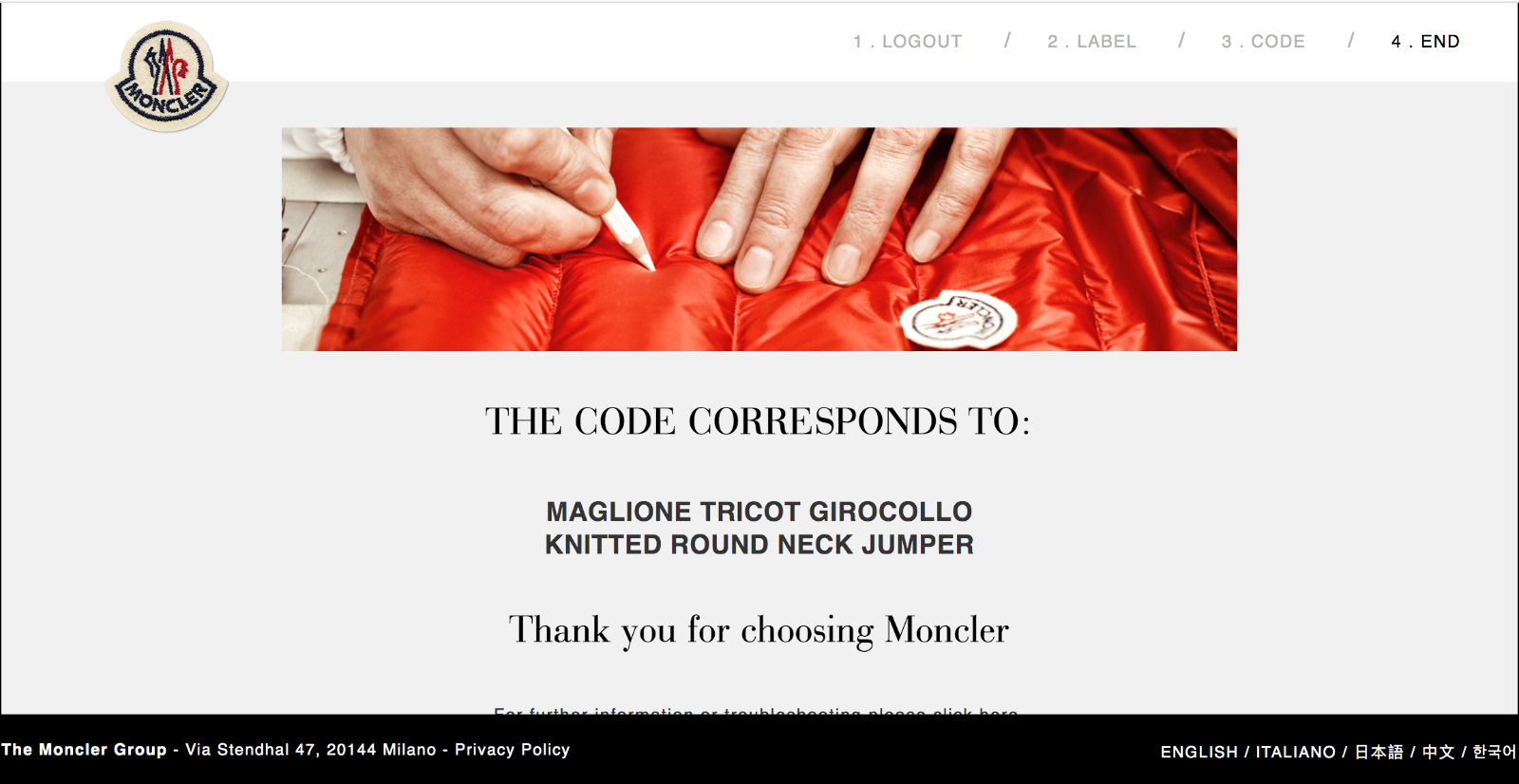 Auth Moncler Maglione Tricot Blue Crew 