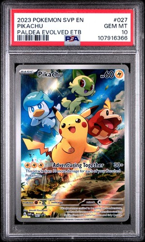 Pikachu 2023 Pokémon Paldea Evolved SVP 027 Black Star Promo ETB PSA9