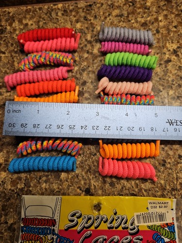 Spring Laces lot of 20~Elastic No Tie Shoe Laces- Curly NEW Old Stock - Picture 3 of 5