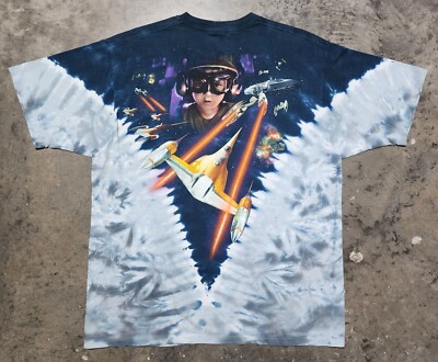 Vintage Star Wars Episode 1 Phantom Menace Liquid Blue Tie Dye T