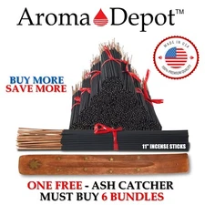 EXQUISILY SCENTED INCENSE Hand Dipped 100 Bulk 11'' Sticks FREE ASH CATCHER