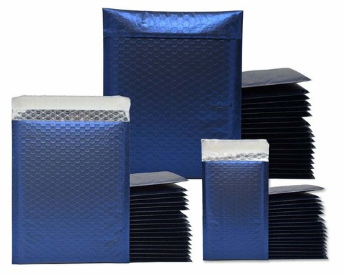 Midnight Metallic Blue Bubble Mailers 8x12, 6x10, 4x8, Assorted Shipping Pack - Picture 12 of 23