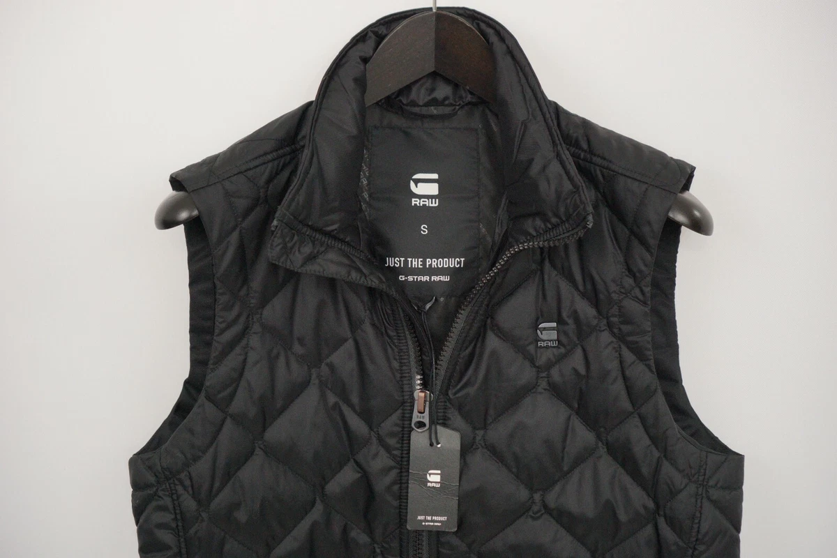 Men G Star Edla Vest Bodywarmer Quilted Black Nylon Full Zip S VAM42