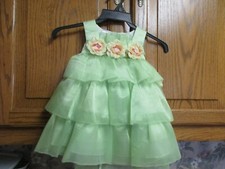 B-777 K.I.D. COLLECTION 5190 GREEN SZ L TODDLER DRESS GOWN NWT W/HEADBAND