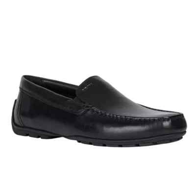 GEOX U Moner Herren UK 6,5 EU 40 2 Fit Schwarz Leder Slipper Mokassin Smart Schuhe