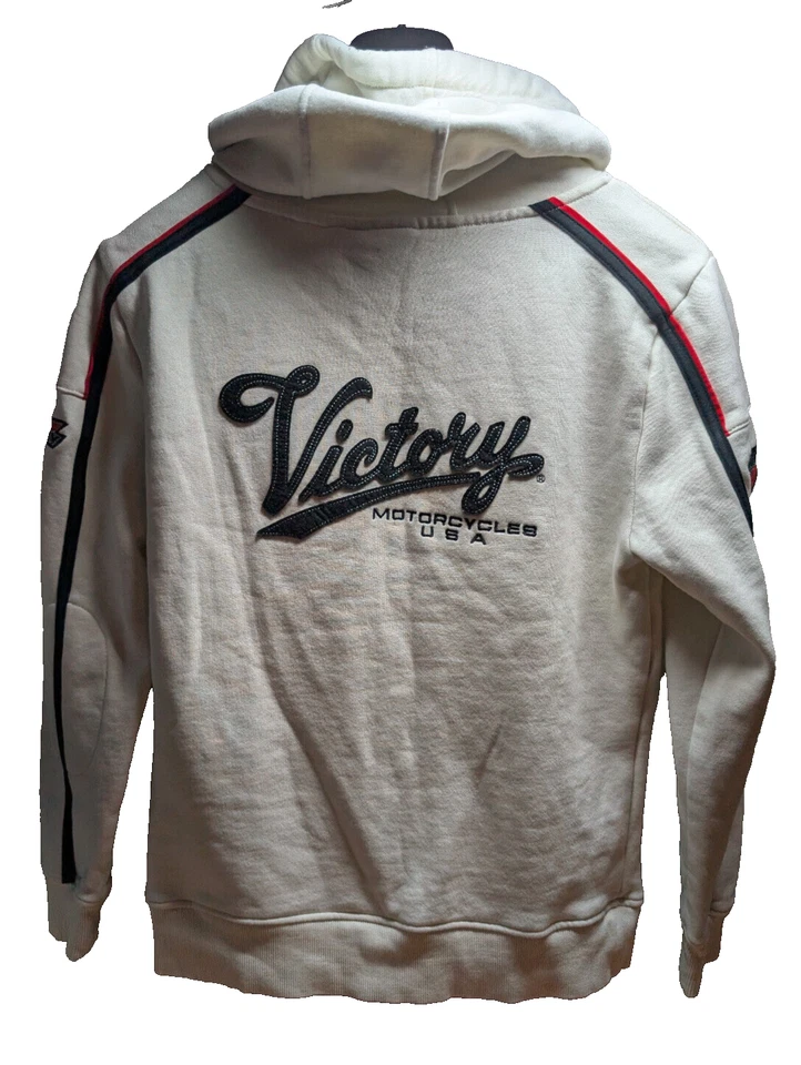 Victory Motorcy Sudadera con Capucha, Rojo Blanco y Negro, Logo Bordado, Talla S Usada Foto 4 de 4