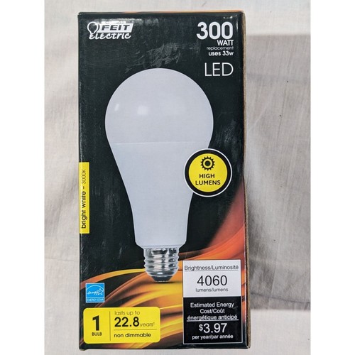 Feit Electric Om300/830 LED Bulb 33W A23 Medium Screw (E26) 3000K 4060 Lumens - Picture 2 of 5