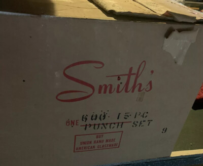 Vintage Smith Glass Punch 15 Piece Set, In Original Box, Made In USA - Gorgeous