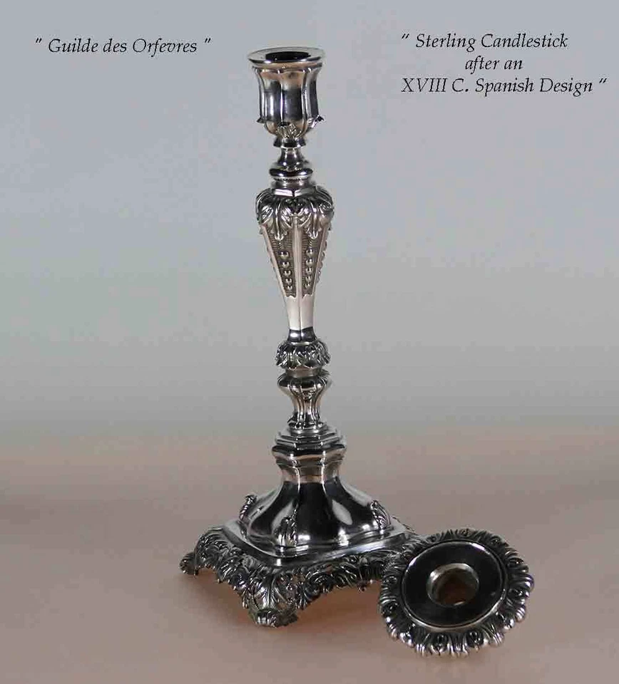  Candelabro de plata esterlina después de un diseño español de antigüedades del siglo XVIII Foto 2 de 4