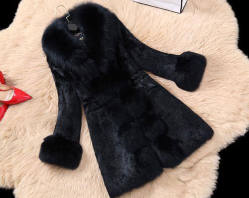 Damen Winter Warm Kunstfell Kragen Jacke Langarm Mantel Mittellang Oberbekleidung Neu - Bild 13 von 16