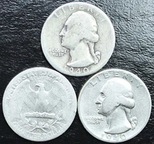 1940-d Washington Quarter Average Grade of Coin You Will Receive is Photographed