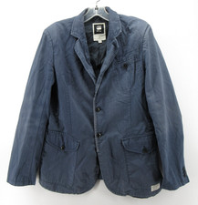 G Star Raw Jacket Men 48 Blue Blazer Utility Chore Coat Herringbone Workwear