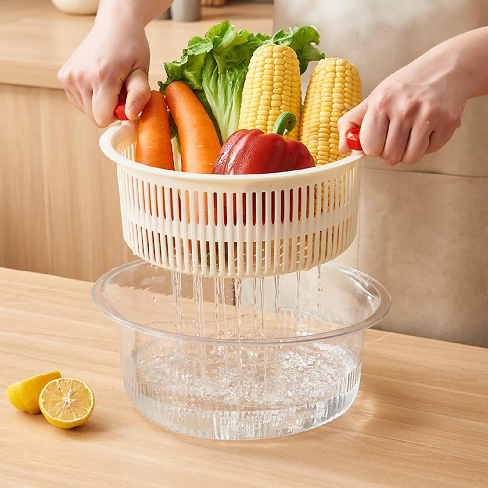 Fruits and Vegetable Washing Basket Grapes Farmhouse Washing Draining Basket