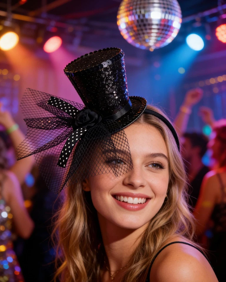 Black Mini Top Hat Headband Fascinator Tea Party Headpiece For Women Cosplay - Image 3 of 4