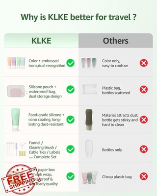 KLKE 23pc TSA Approved Silicone Travel Bottles Leakproof Set